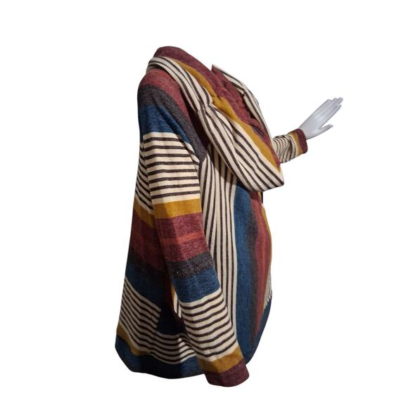 Y2K Vintage Young at Heart Women's size Large Cowl Neck Striped Pocket Tunic Top - Picture 6 of 12